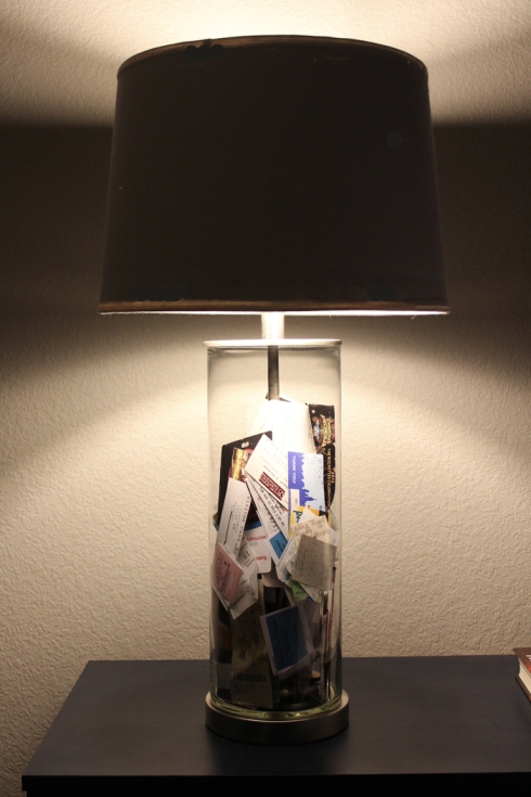 Ticket Stub Filled Lamps https://gustoandgrace.wordpress.com/2014/02/10/ticket-filled-lamps/